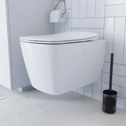 Cuvette WC suspendu en céramique, l.36 x H.35,5 x P.50 cm, blanc, GoodHome Levanna