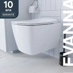 Cuvette WC suspendu en céramique, l.36 x H.35,5 x P.50 cm, blanc, GoodHome Levanna