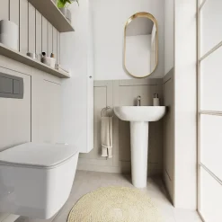 Cuvette WC suspendu en céramique, l.36 x H.35,5 x P.50 cm, blanc, GoodHome Levanna