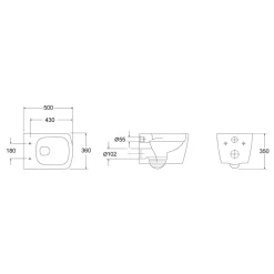 Cuvette WC suspendu en céramique, l.36 x H.35,5 x P.50 cm, blanc, GoodHome Levanna