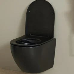 Cuvette WC suspendu gain de place 49 cm sans bride noir mat - Corolla