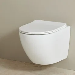 Cuvette WC suspendu gain de place 49 cm sans bride blanc brillant - Corolla
