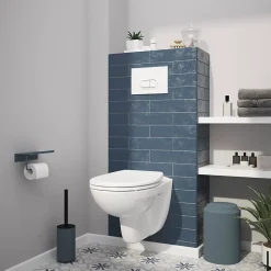 Cuvette WC suspendu GoodHome Lagon en céramique avec abattant duroplast blanc