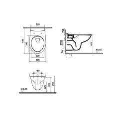 Cuvette WC suspendu GoodHome Lagon en céramique avec abattant duroplast blanc