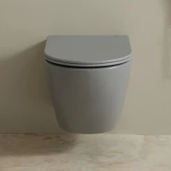 Cuvette WC suspendu gris mat 54 cm sans bride fixations invisibles - Cyrus