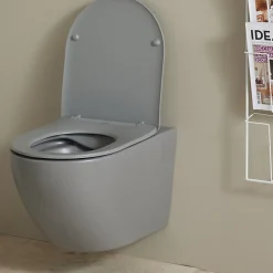Cuvette WC suspendu gris mat 54 cm sans bride fixations invisibles - Cyrus