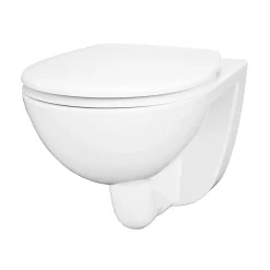 Cuvette WC suspendue compacte sans bord avec abattant et frein de chute, sortie horizontale, blanc, GoodHome Tasi