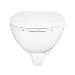 Cuvette WC suspendue compacte sans bord avec abattant et frein de chute, sortie horizontale, blanc, GoodHome Tasi