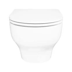 Cuvette WC suspendue sans bride avec abattant déclipsable et frein de chute, sortie horizontale, blanc, effet Vortex, GoodHome Cavally
