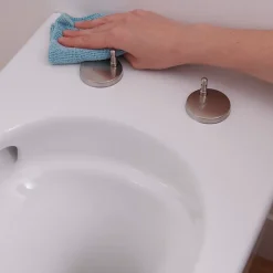 Cuvette WC suspendue sans bride avec abattant déclipsable et frein de chute, sortie horizontale, blanc, effet Vortex, GoodHome Cavally