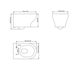 Cuvette WC suspendue sans bride avec abattant déclipsable et frein de chute, sortie horizontale, blanc, effet Vortex, GoodHome Cavally