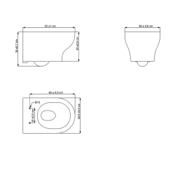 Cuvette WC suspendue sans bride avec abattant déclipsable et frein de chute, sortie horizontale, noir, effet Vortex, GoodHome Cavally