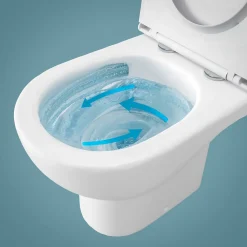 Cuvette WC suspendue sans bride avec abattant déclipsable et frein de chute, sortie horizontale, noir, effet Vortex, GoodHome Cavally