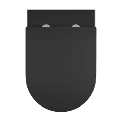 Cuvette WC suspendue sans bride avec abattant déclipsable et frein de chute, sortie horizontale, noir, effet Vortex, GoodHome Cavally
