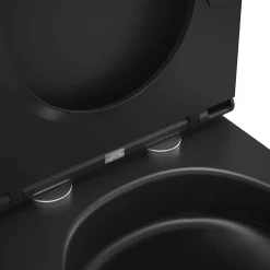 Cuvette WC suspendue sans bride avec abattant déclipsable et frein de chute, sortie horizontale, noir, effet Vortex, GoodHome Cavally