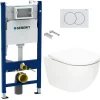 Delta Pack WC Bâti support Duofix 112 cm + WC SAT Tornado sans bride + Abattant SoftClose + Plaque blanche (TORNADOGEB3)