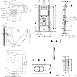 Delta Pack WC Bâti support Duofix 112 cm + WC SAT Tornado sans bride + Abattant SoftClose + Plaque blanche (TORNADOGEB3)