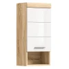 Demi-colonne de salle de bain LEWOTO 1 porte et 1 niche Blanc et chene clair