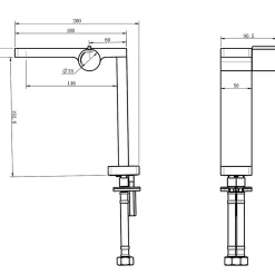 Design Robinet de lavabo - Robinet de Salle de bain NT3220C - Bec haut - Robinet chromé