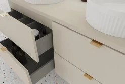 Double meuble sous vasque à suspendre avec le plan DALIA CACHEMIRE 120 cm