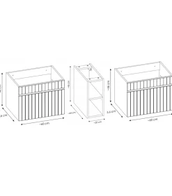 Double meuble sous vasque ICONIC blanc 140 cm avec l'etension chêne Santa Fe