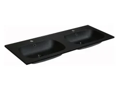 Double vasque à encastrer en résine effet pierre - Noir - L120 x l46 cm - ATIWA