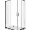 Douche de 6 mm angulaire rectangulaire avec profil chromé- 80 x 140