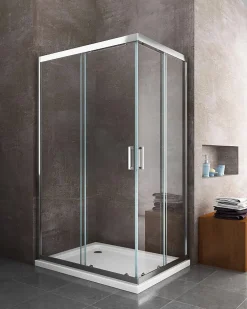 Douche de 6 mm angulaire rectangulaire avec profil chromé- 80 x 140