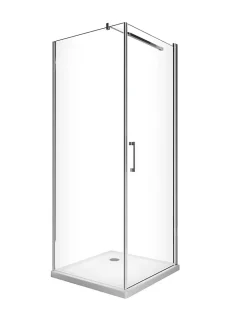 Douche de 8 mm avec porte à battant et paroi fixe lateraleH.200 -77-79 porte x 68,5-70,5 fixe