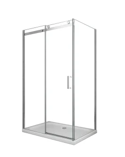 Douche de 8 mm H.190 avec un paroi fixe et une porte coulissante - 90 fixe x 120 coulissante