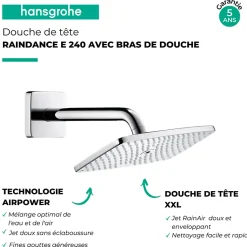 Douche de tête HANSGROHE Raindance E 240 avec bras de douche chromé