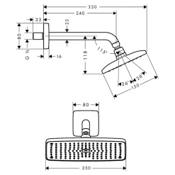 Douche de tête HANSGROHE Raindance E 240 avec bras de douche chromé