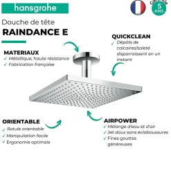 Douche de tête HANSGROHE Raindance E, 1 jet avec raccord plafond chromé