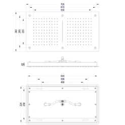 Douche de tête rectangulaire pour montage plafond, 70x38cm, DPG5019