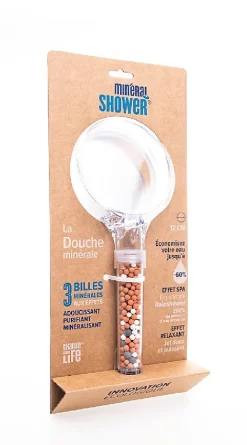 Douchette 1 jet avec billes Mineral Shower diam. 12 cm