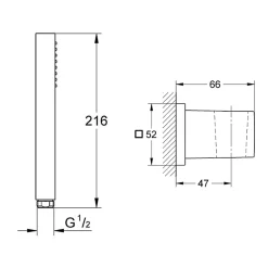 Douchette 1 jet GROHE Vitalio Joy Cube Stick chromé avec flexible 150 et support carré