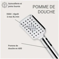 Douchette chromée rectangulaire 3 jets ELOA