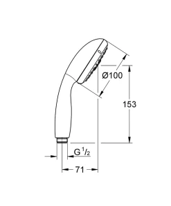 Douchette ronde 3 jets, chrome, Grohe Vitalio Start 100