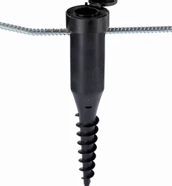 Douille de fixation ajustable pour séchoir parapluie, avec barre à visser, en plastique, coloris noir, pour étendoir Ø 50 mm Leifheit
