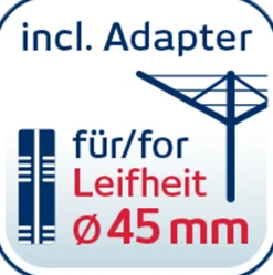Douille de fixation pour séchoir parapluie, avec barre à visser, en plastique avec intérieur métal, coloris noir, pour étendoir Ø 50 mm Leifheit