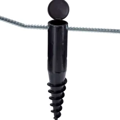 Douille de fixation pour séchoir parapluie, avec barre à visser, en plastique avec intérieur métal, coloris noir, pour étendoir Ø 50 mm Leifheit