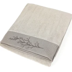Drap de bain absorbant coton 100x150cm FEUILLE beige