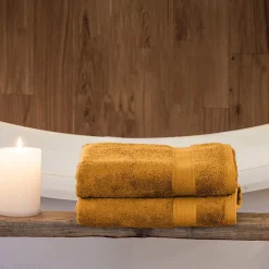 Drap de bain coton 550g/m2 95x140 cm collection NAÏA jaune Curry