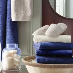 Drap de bain 100x150 cm coton peigné ALBA bleu marine