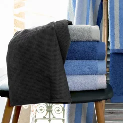 Drap de bain 90x160 cm nid d'abeille PURE WAFFLE 300 g/m² noir