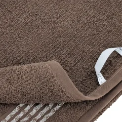 Drap de bain 100x150 cm pur coton INTENSE à bordures blanches couleur marron