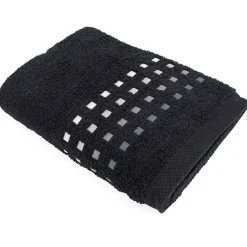 Drap de bain 100x150 cm PURE SQUARES Noir 550g/m2