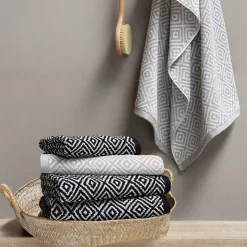 Drap de bain 100x150 cm SYMETRIE coton Gris Losanges