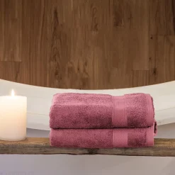 Drap de douche coton 550g/m2 70x130 cm NAÏA rose Bois de rose