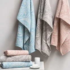 Drap de douche coton 70x140 cm motif mandala collection PLENTY bleu